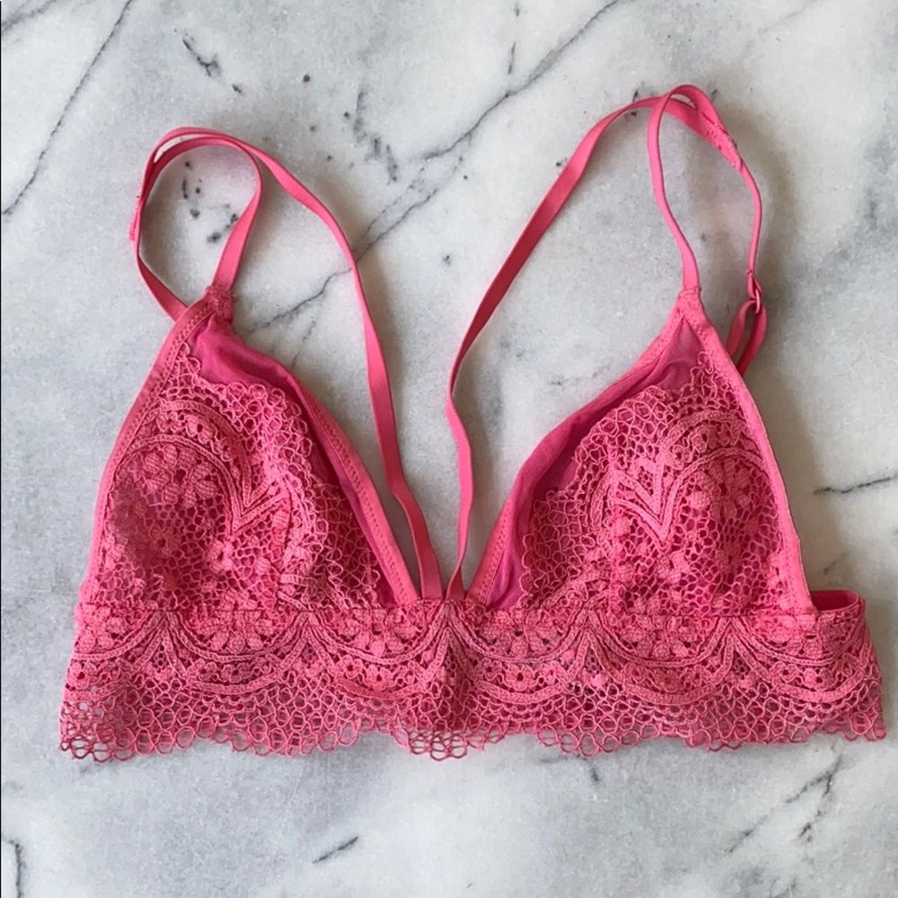 Victoria’s Secret pink hot pink lace bralette